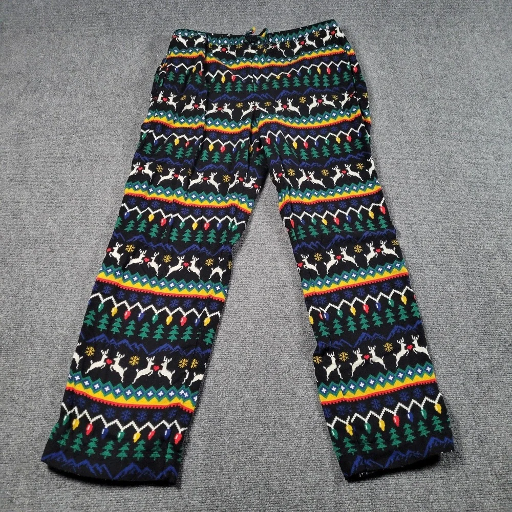 Hanna Andersson Fleece Pants Girls Medium Multicolor Fair Isle Christmas Pajamas